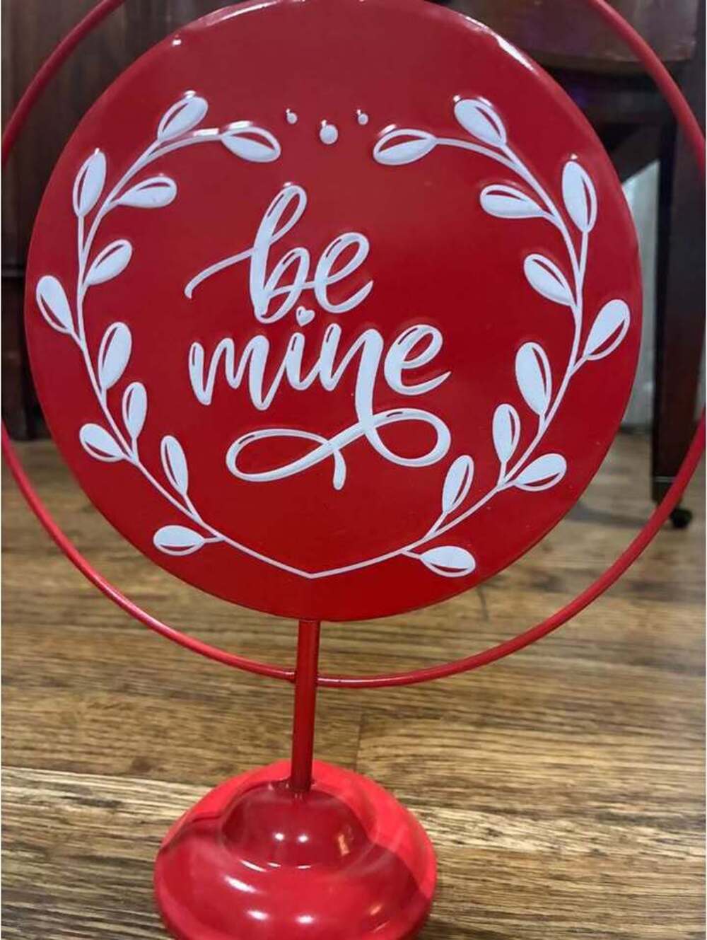Valentine Metal Reversible Spinning Tabletop Sign Red Be Mine Farmhouse